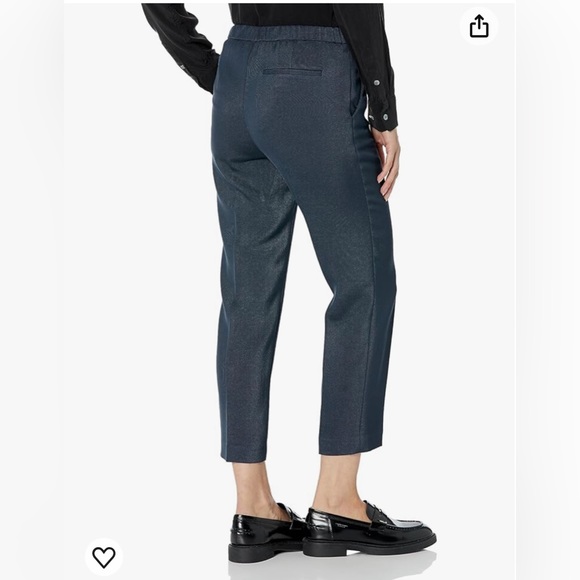 Theory Navy Treeca Admiral Crepe Pull On Pants Pockets Elastic Waistband Size 2 - Picture 2 of 6
